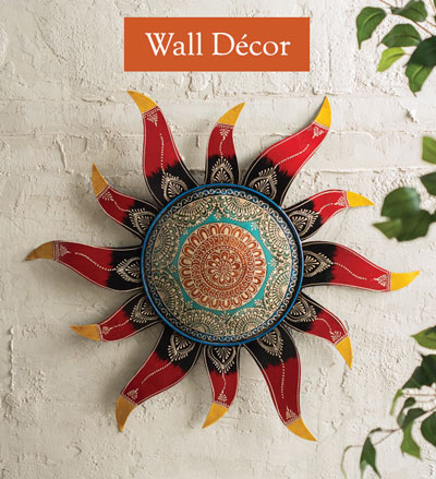 Image of Henna Red Sun Metal Wall Art - Wall Decor