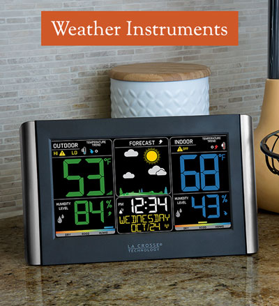 Horizontal Color Display Full-Function Weather Station with Wireless Remote Sensor. Weather Instruments