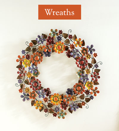 Image of Recycled Metal Flower Wreath. Wreaths