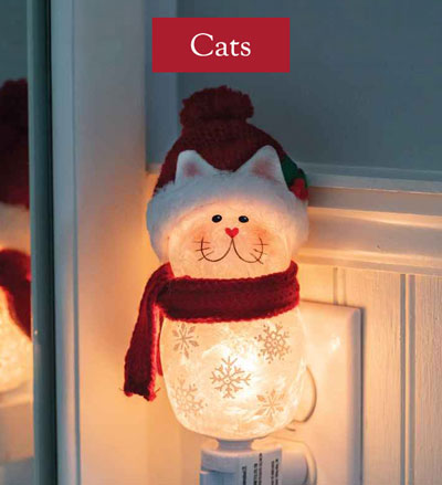 Image of Festive Cat with Scarf Nightlight. Cats
