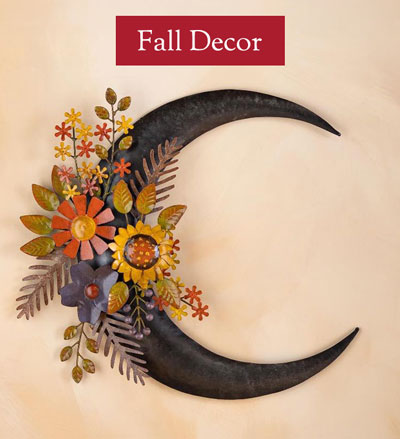 Image of Metal Crescent Moon Harvest Wall Art - FALL DECOR