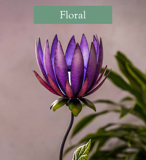 Metal Lighted Purple and Pink Solar Flower Garden Stake - Floral