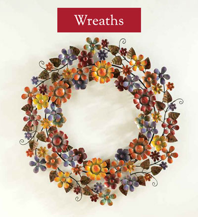 Image of Recycled Metal Flower Wreath - WREATHS