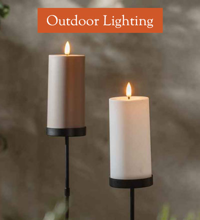 Image of Solar Pillar Candle with Stake - Outdoor Lighting