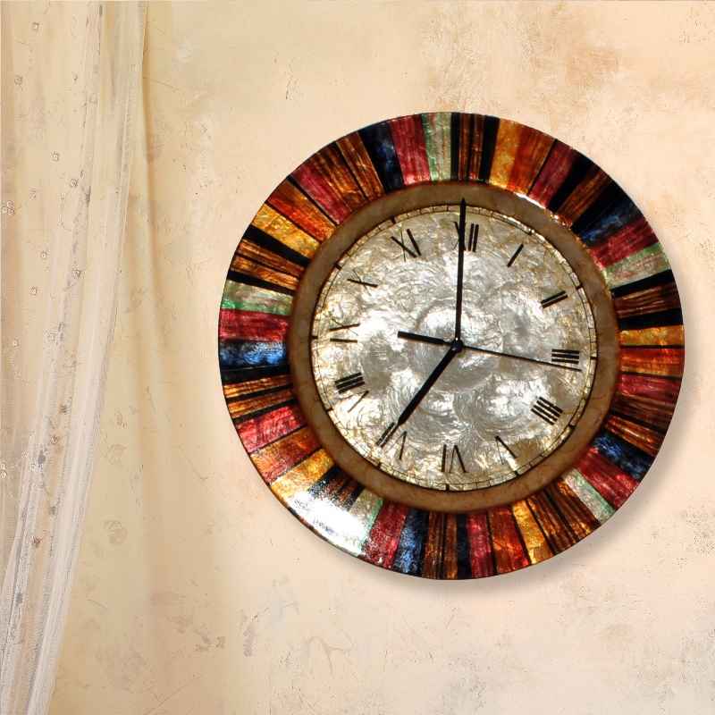 Multi-Color Capiz Wall Clock