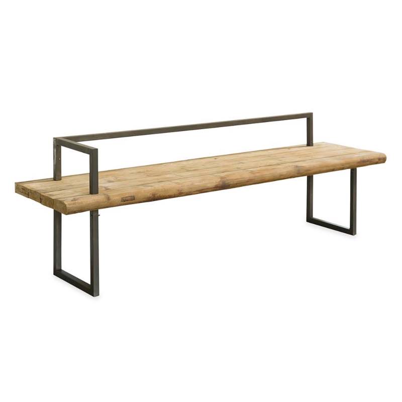 Reclaimed Fir Wood and Aged Metal Herbert Bench