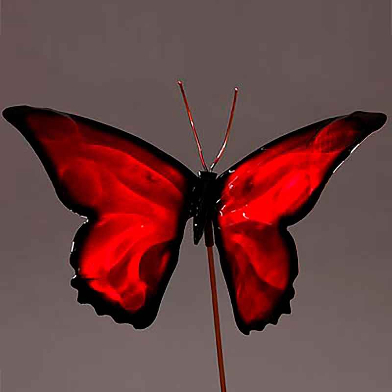 Colorful Butterfly Garden Stake - Red