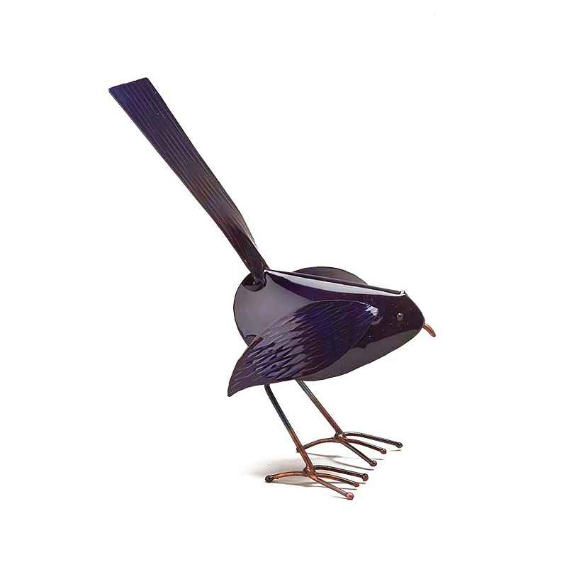 Handcrafted Copper Bird Statue - Blue
