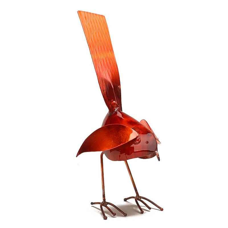 Handcrafted Copper Bird Statue - Orange
