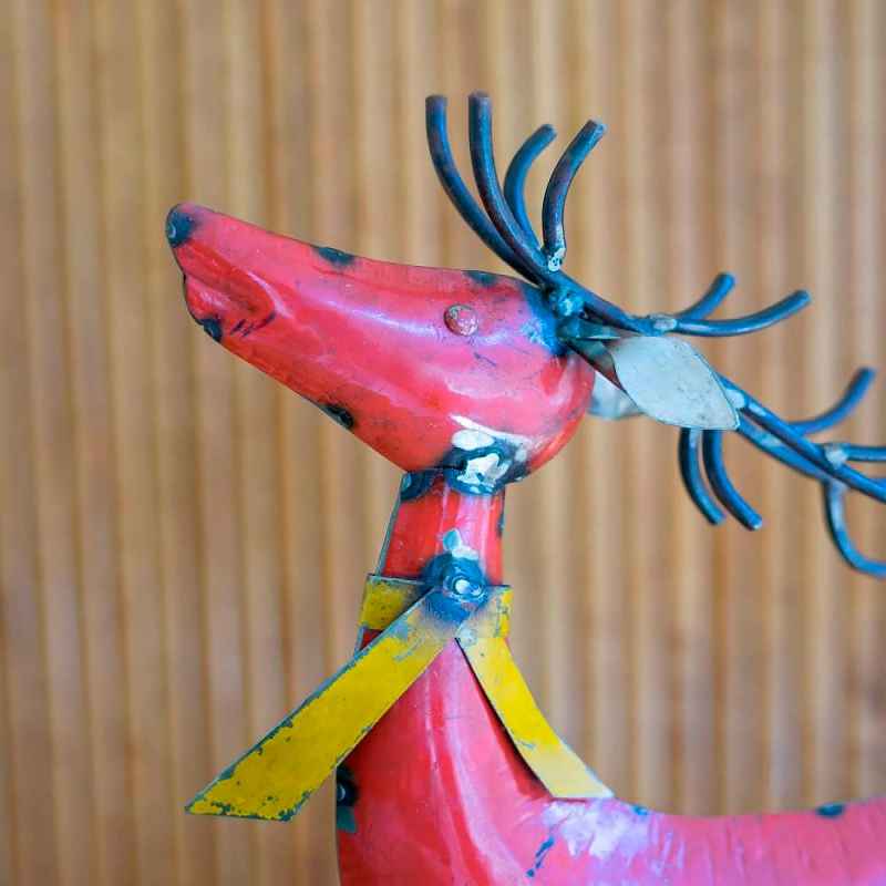 Recycled Metal Deer Statues, Set of 2