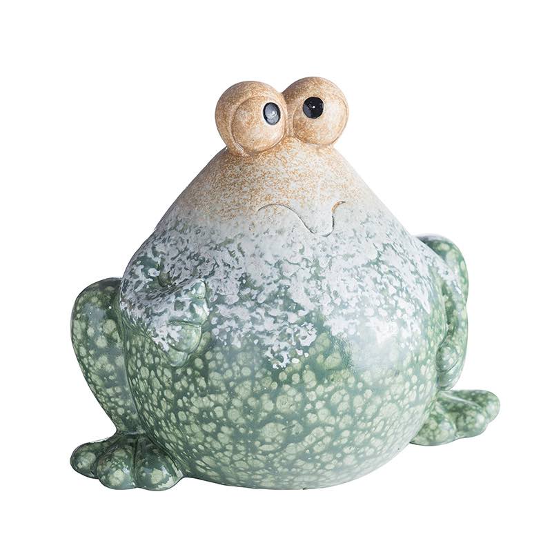 Ceramic Frog Sculpture with Big Eyes and Big Belly
