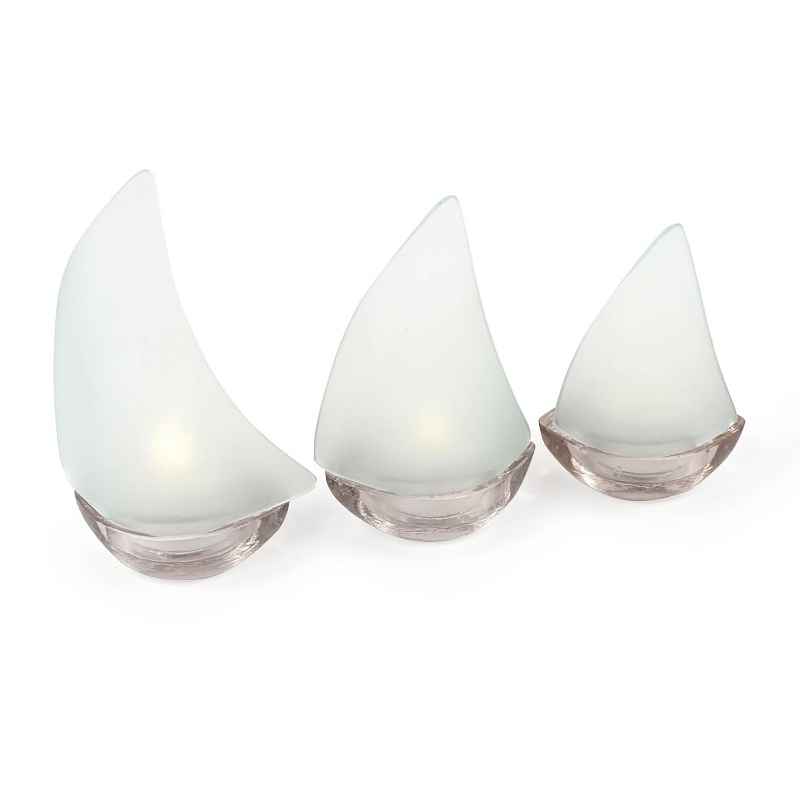 White Sailboat Silhouette Candleholder Set