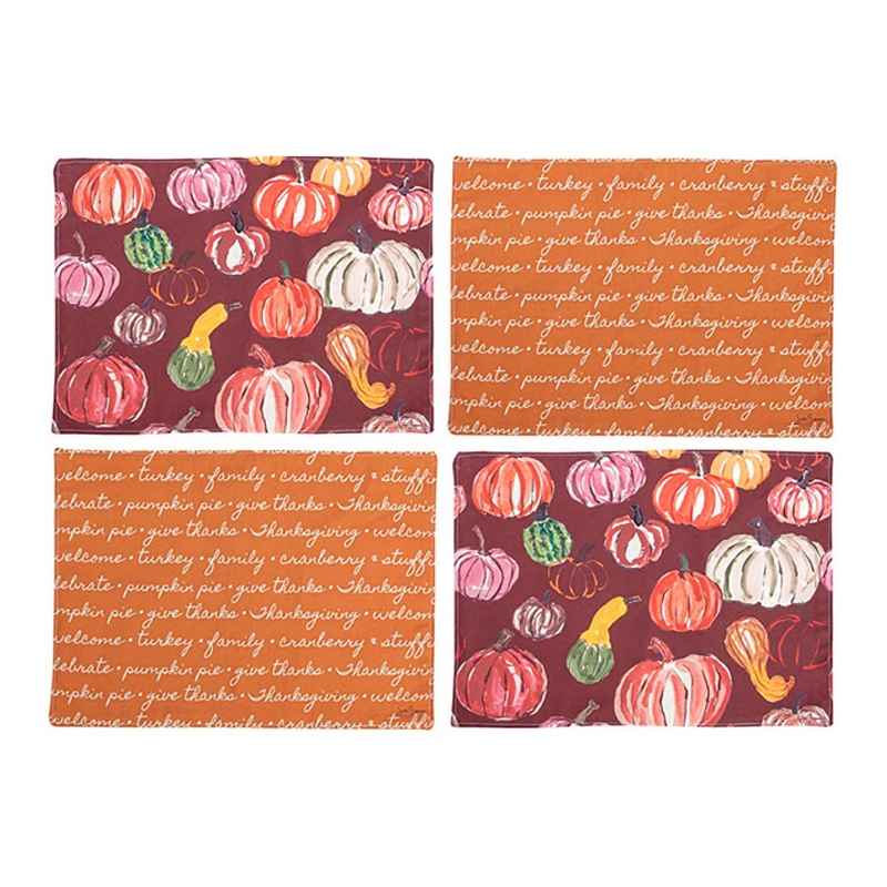 Thankful Pumpkin Placemats, Set of 4