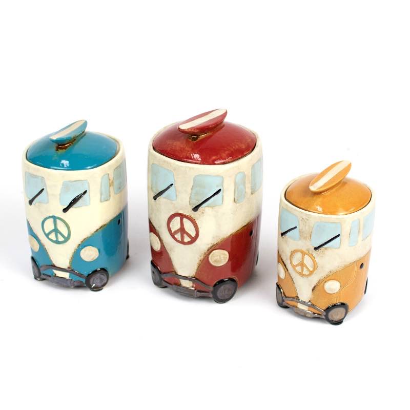 Ceramic Van Canisters, set of 3