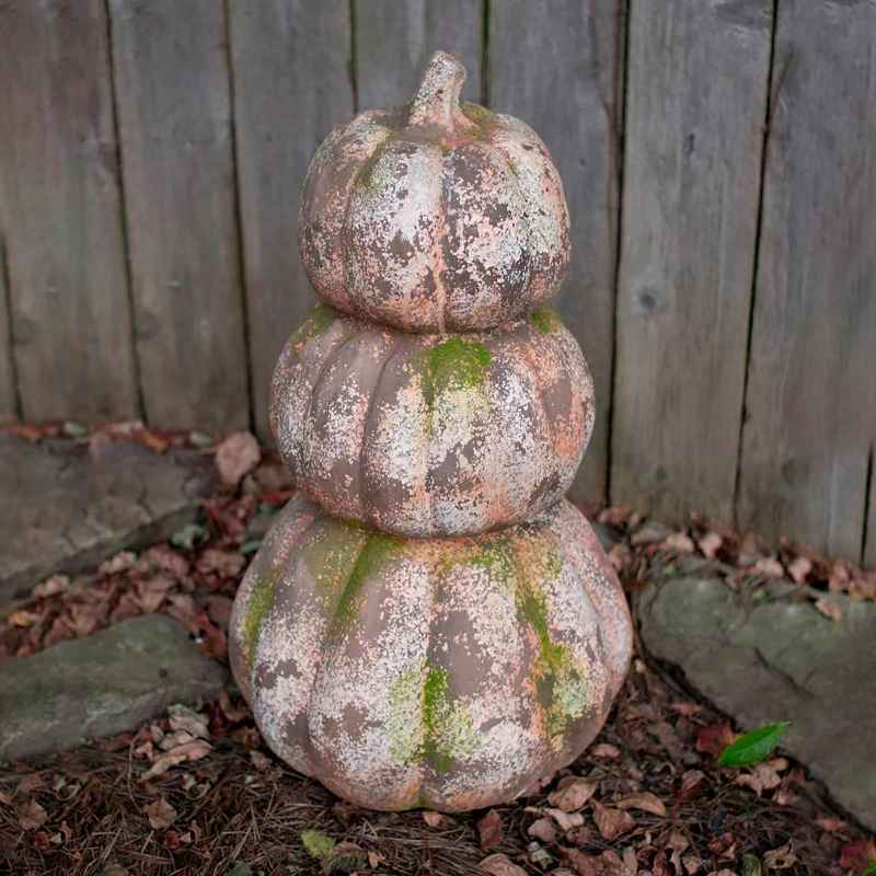 Faux Concrete Indoor/Outdoor Stacked Pumpkins