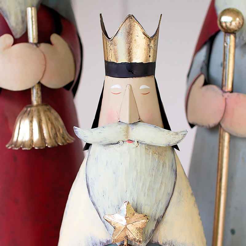 Painted Metal King Figurines, Set of 3