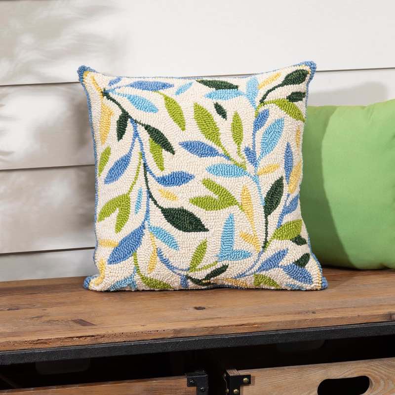 Indoor/Outdoor Hooked Spring Foliage Pillow