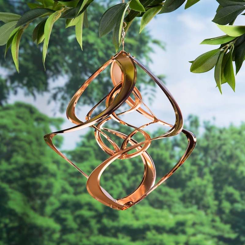Copper-Plated Dual Spiral Hanging Metal Wind Spinner