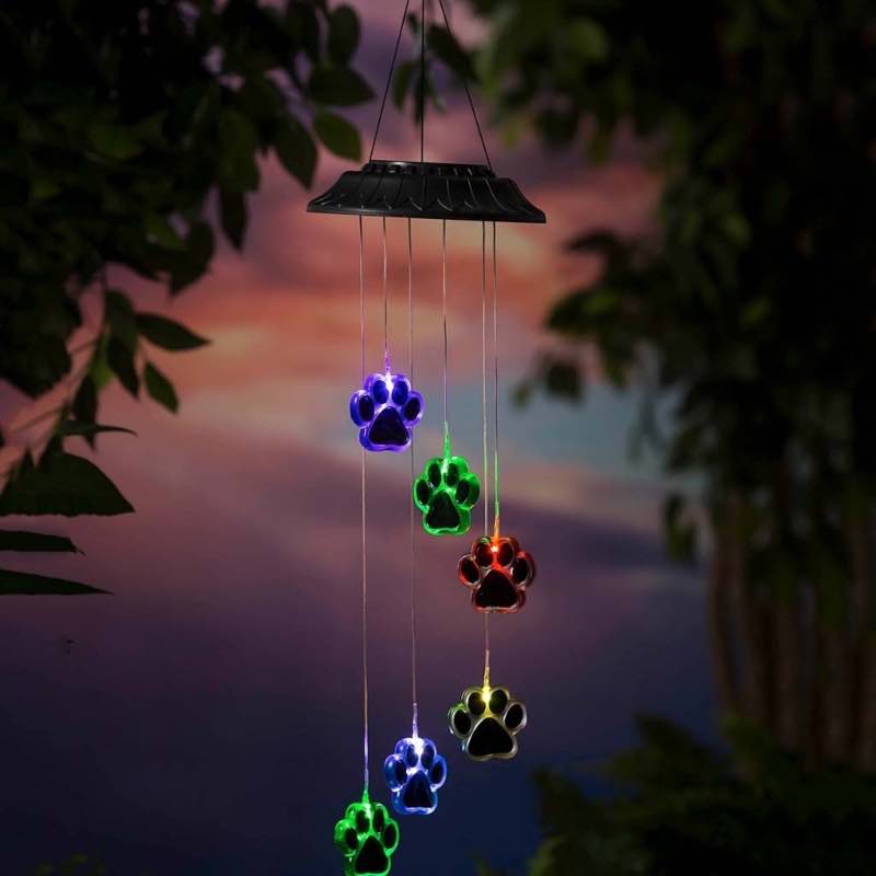 Solar powered paw print garden lights clearance