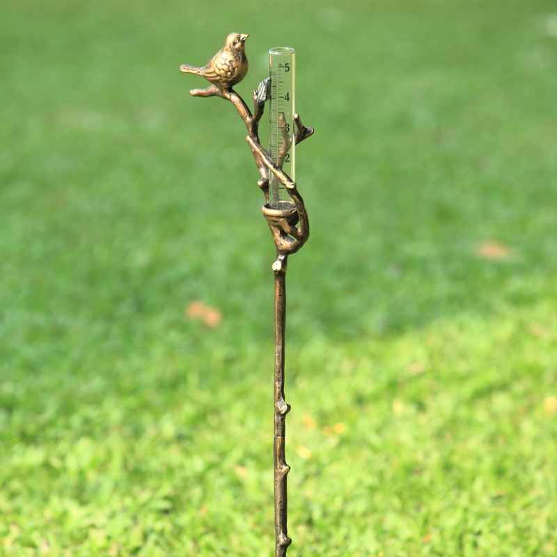 Aluminum Bird and Nest Rain Gauge Stake