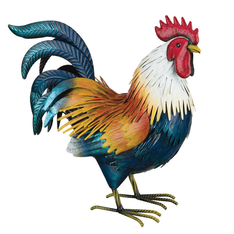 Golden Duckwing Painted Metal Rooster