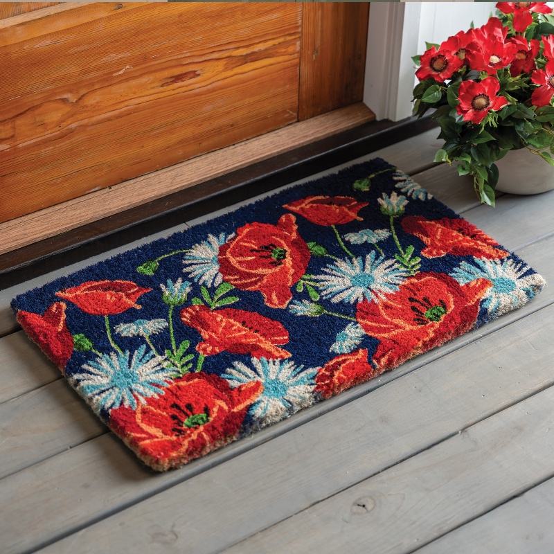 Vibrant Summer Flowers Coir Mat