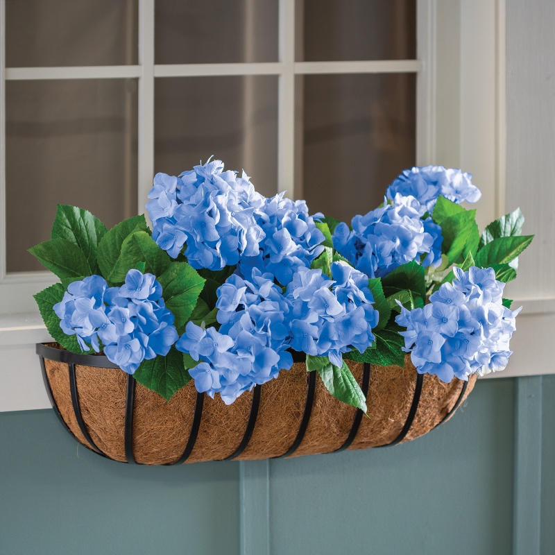 Faux Blue Hydrangea Window Box Filler