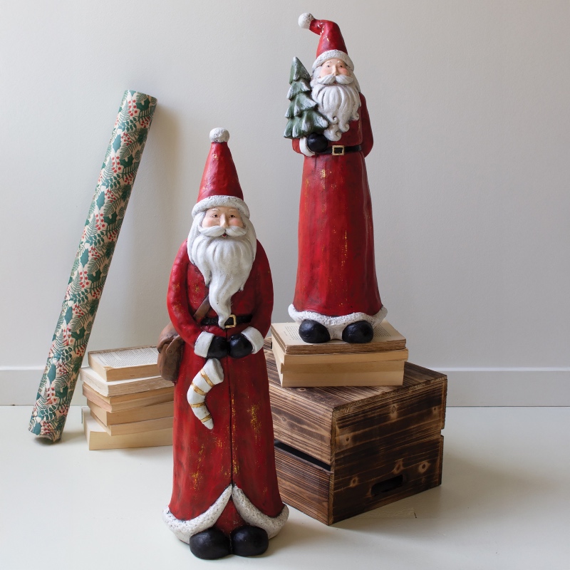 Resin Santas with Vintage Old-World Charm, Set of 2