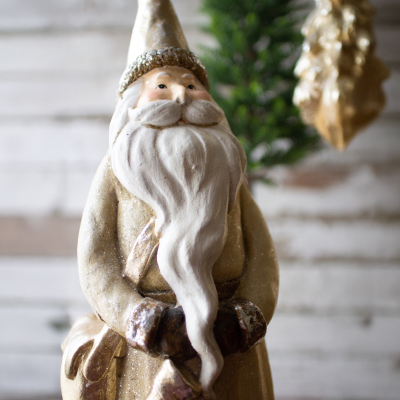 Set of 2 Elegant Resin Santas