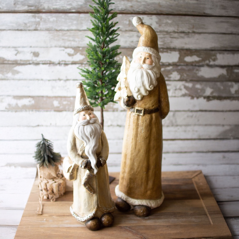 Set of 2 Elegant Resin Santas