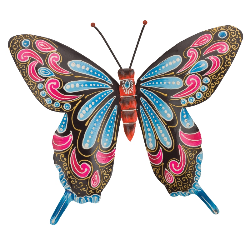 Henna Black and Blue Butterfly Wall Decor