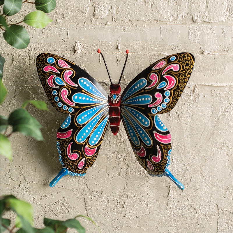 Henna Black and Blue Butterfly Wall Decor