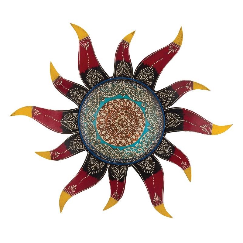 Henna Red Sun Metal Wall Art