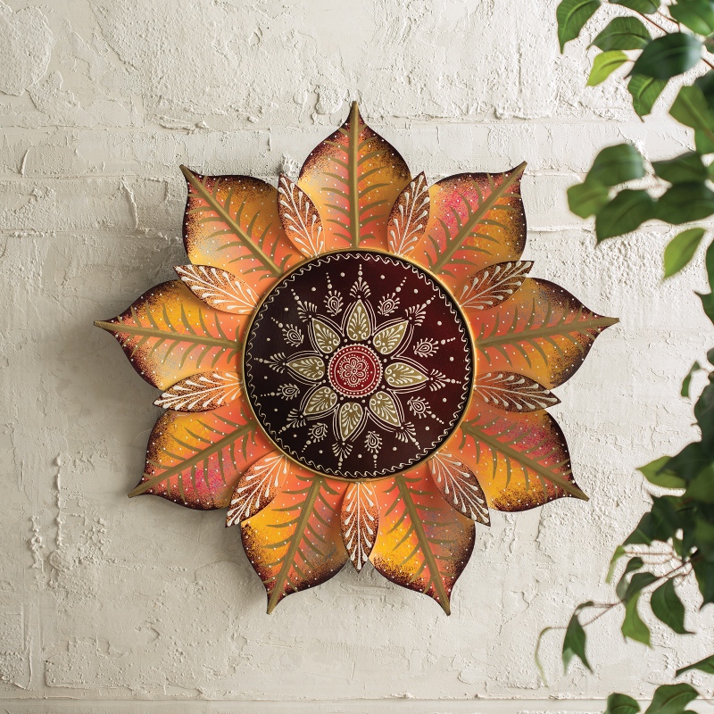 Henna Floral Metal Wall Art