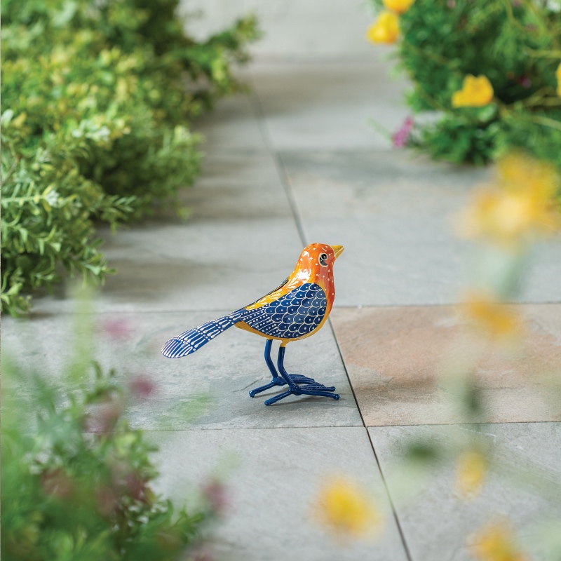 Henna Orange Bird Garden Decor