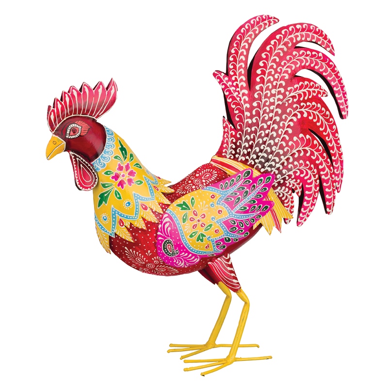 Henna Red and Yellow Metal Rooster