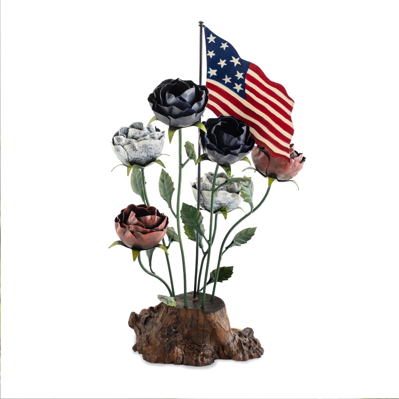 Recycled Metal Americana Rose Decor
