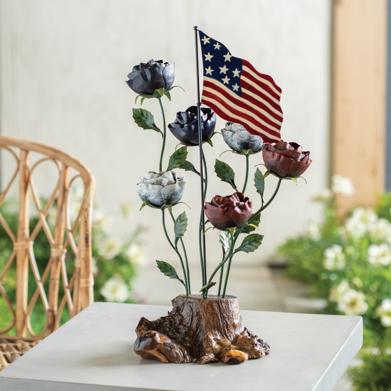 Recycled Metal Americana Rose Decor