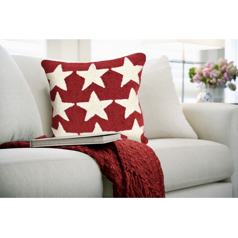 Indoor/Outdoor Hooked Stars Pillow