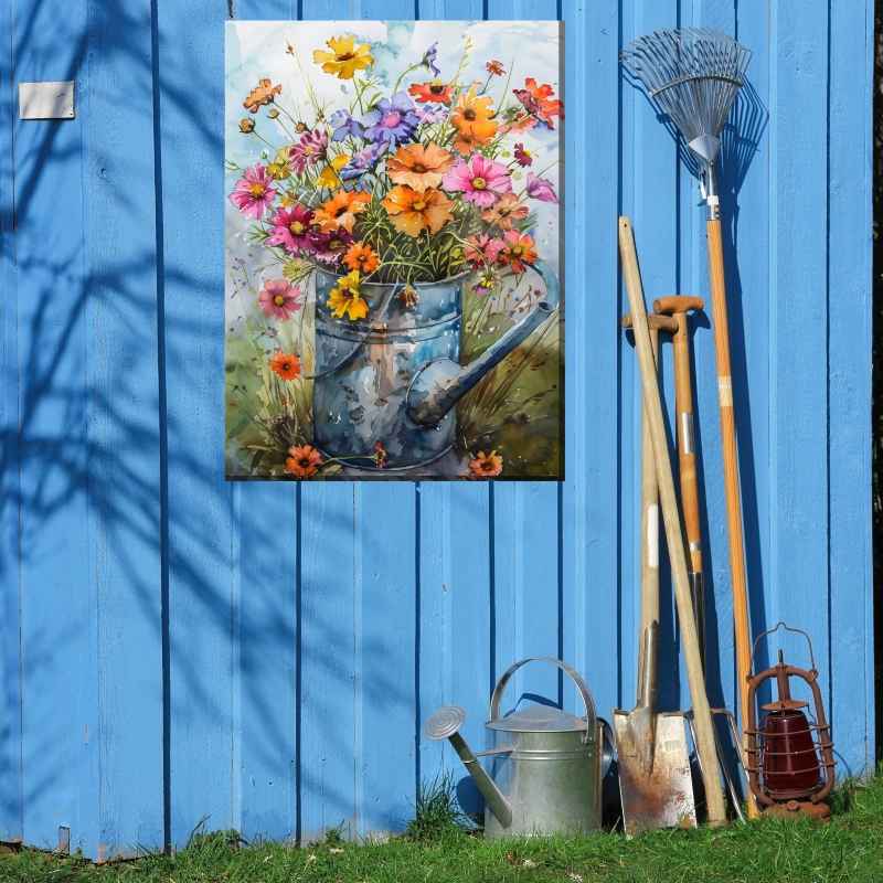 Waterproof Canvas Art - Watering Can Bouquet
