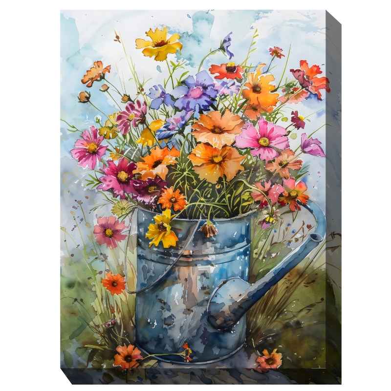 Waterproof Canvas Art - Watering Can Bouquet