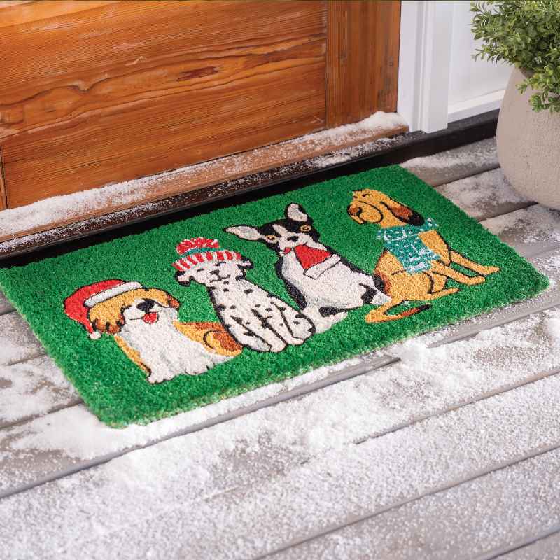 Holiday Dog Quartet Coir Mat