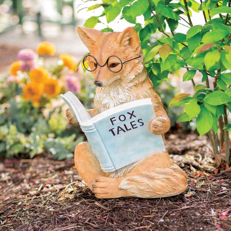 Fox Reading Book Statue