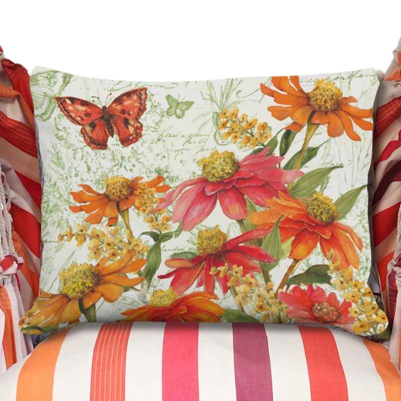 3 Piece Hammock Swing - Cristina Stripe with Zinnias Toile Pillow