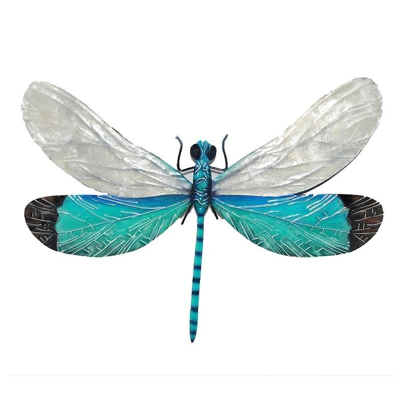 Metal and Capiz Dragonfly Wall Decor - Aqua