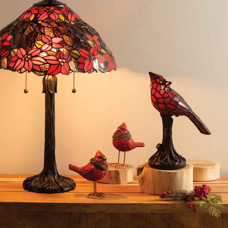 Stained Glass Poinsettia Lamp