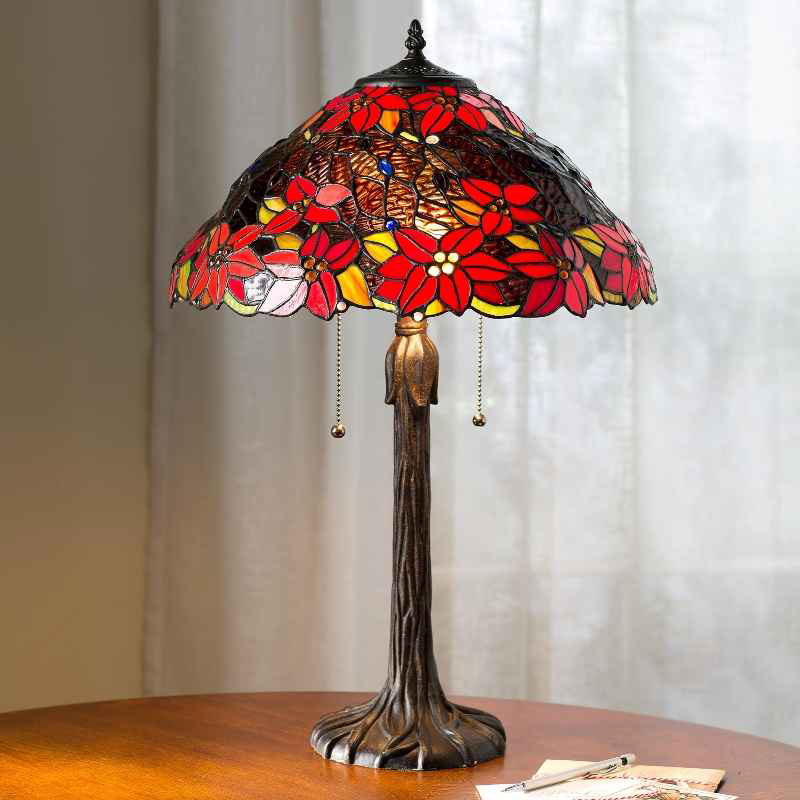 Stained Glass Poinsettia Lamp