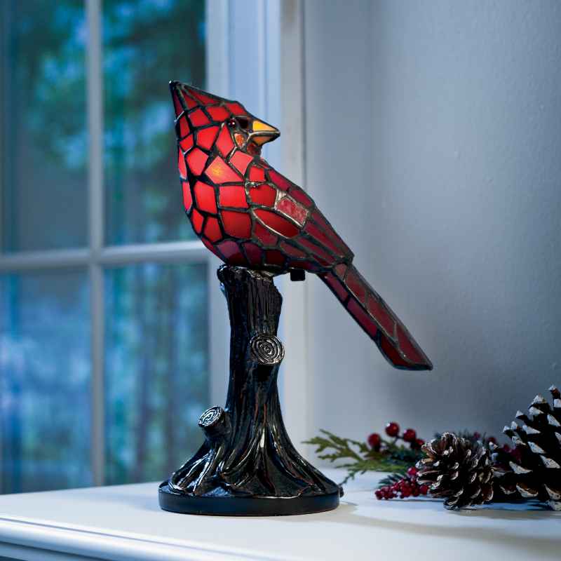 Cardinal Stained Glass Lamp