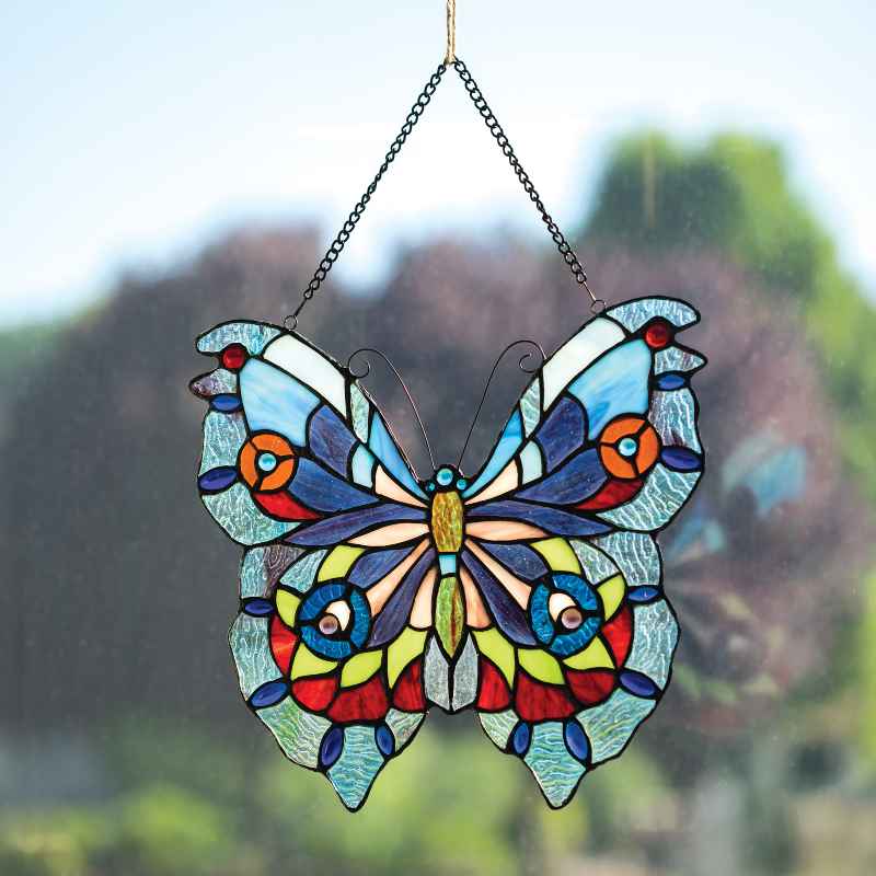 Stained Glass Butterfly Window Decor