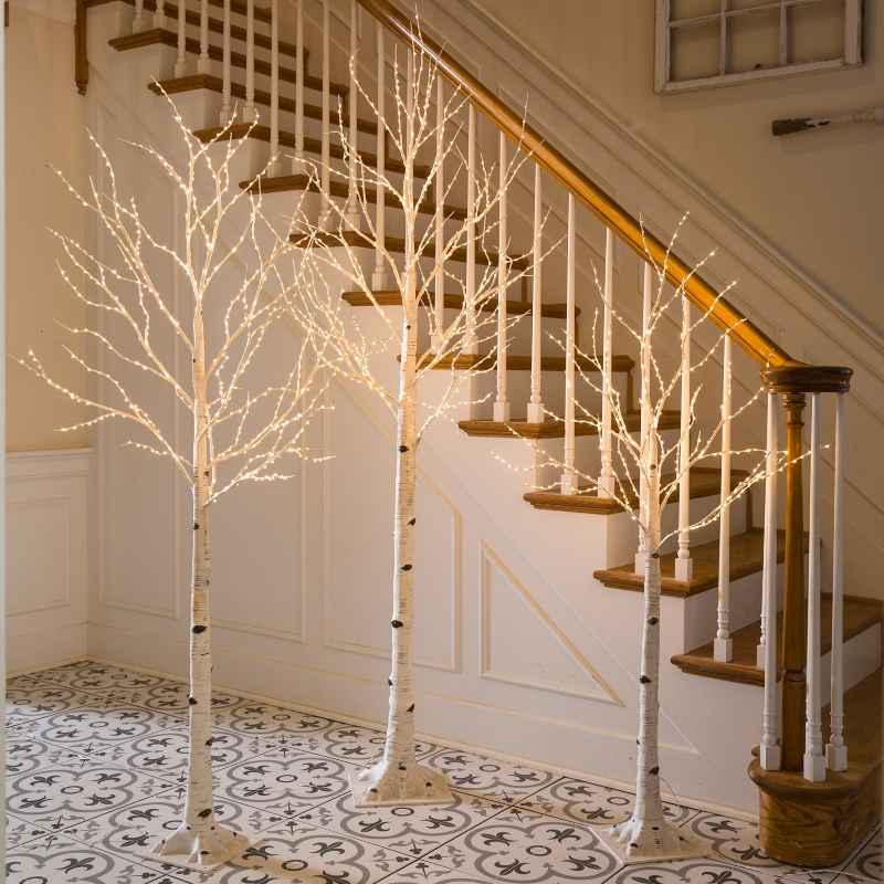 Small Birch Tree with 400 Micro Lights, 5'H